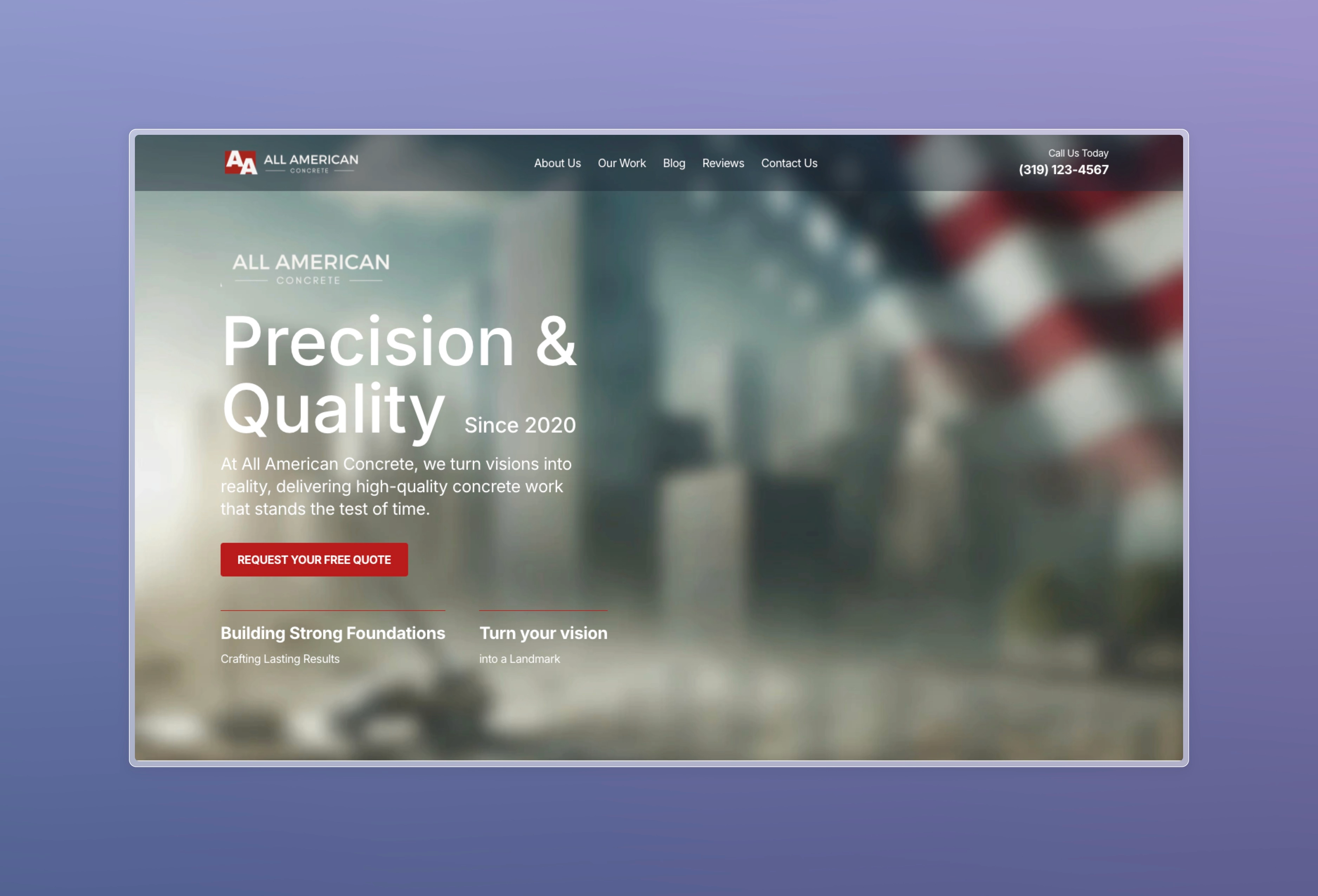 Concrete services source site screenshot